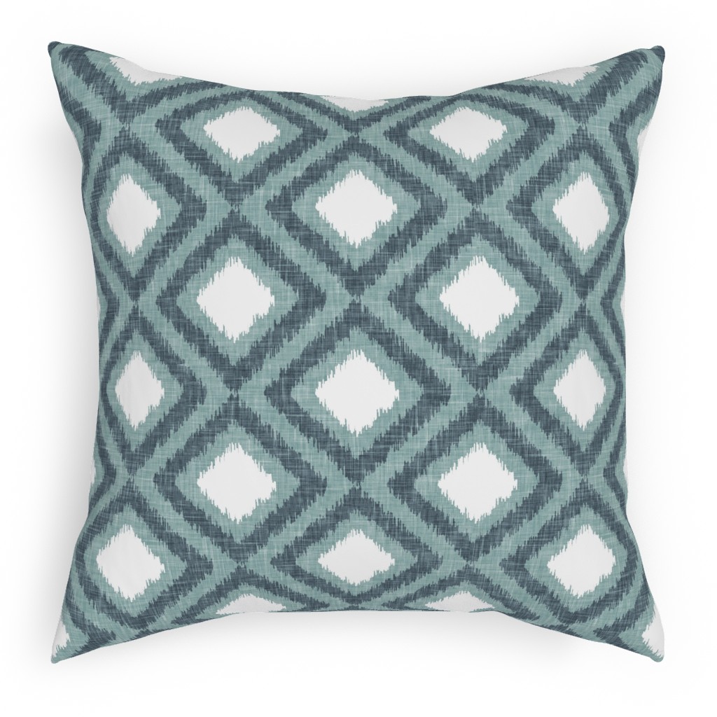 Ikat Diamonds - Dusty Blue Pillow, Woven, Black, 18x18, Single Sided, Blue