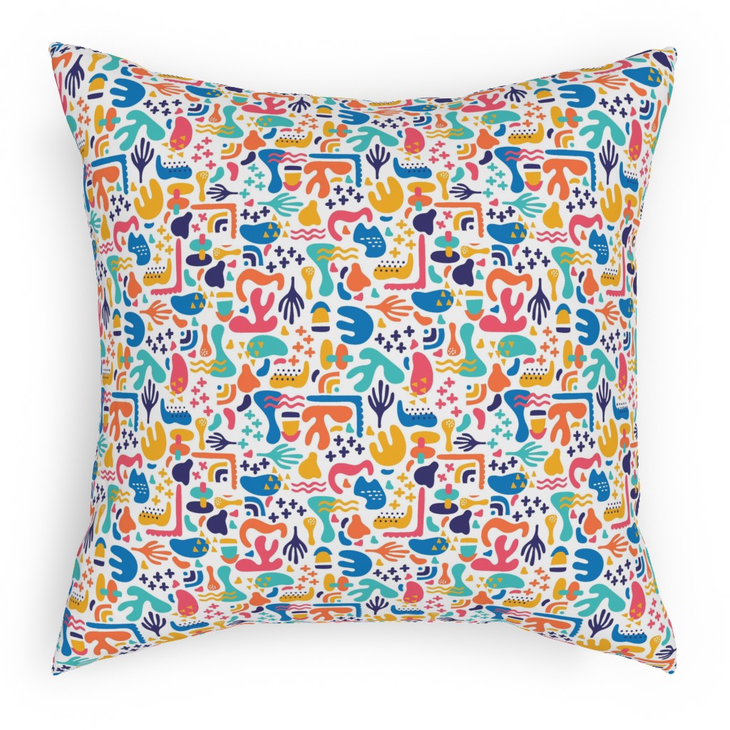 Organic Abstract Design - Multi Pillow, Woven, Black, 18x18, Single Sided, Multicolor