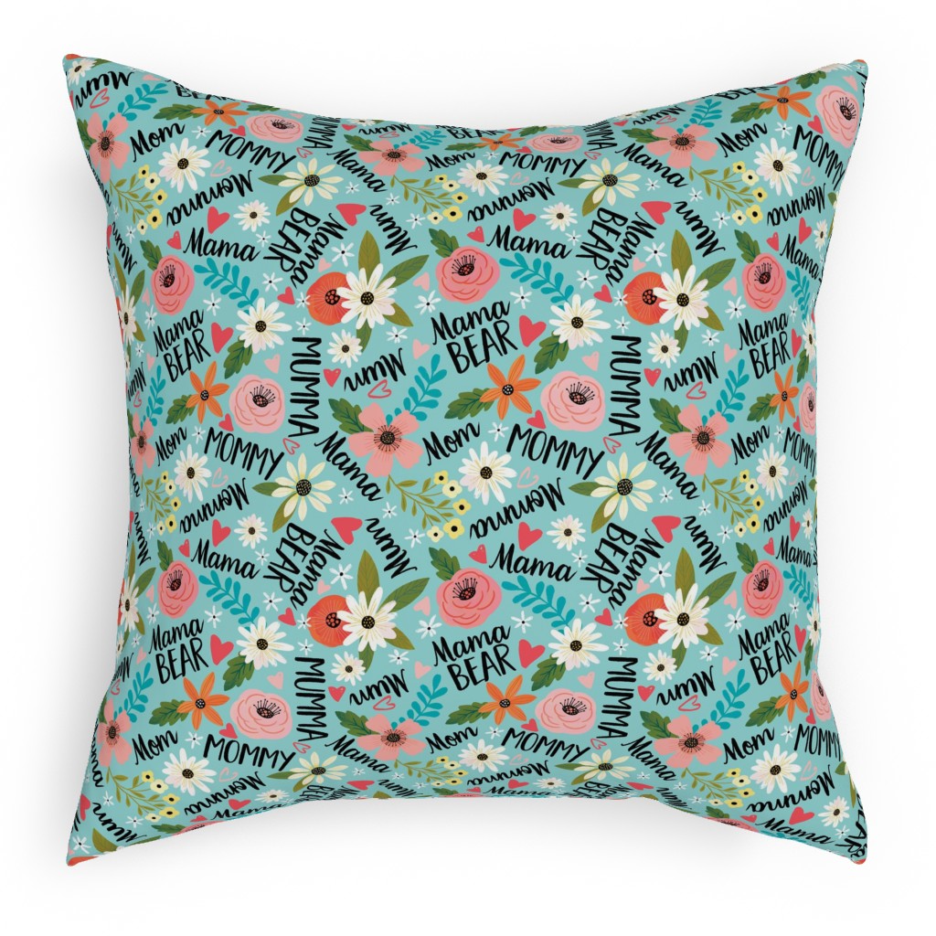 Mom's the Word - Multi Pillow, Woven, Black, 18x18, Single Sided, Blue