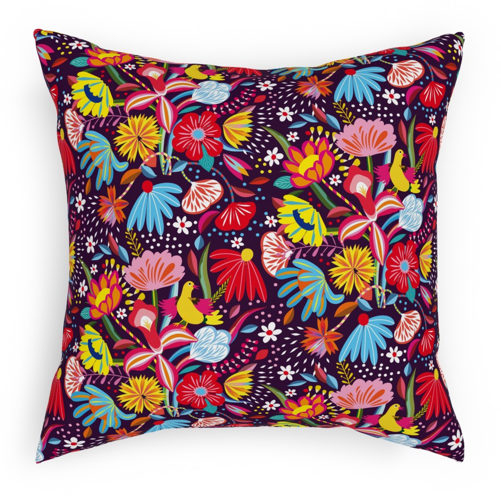 My Dream Garden - Dark Pillow, Woven, Black, 18x18, Single Sided, Multicolor