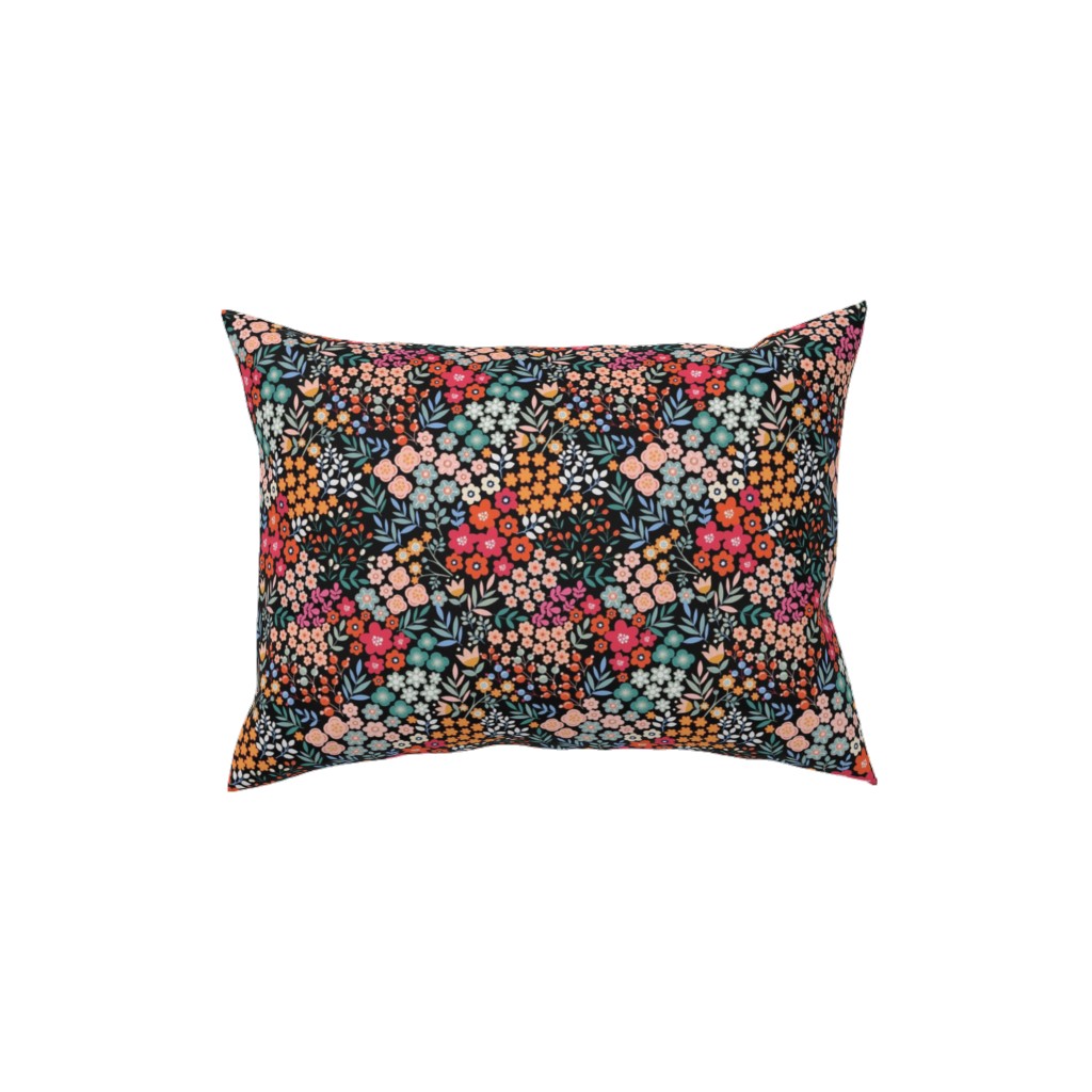 Summer Flower Pillow, Woven, Black, 12x16, Single Sided, Multicolor