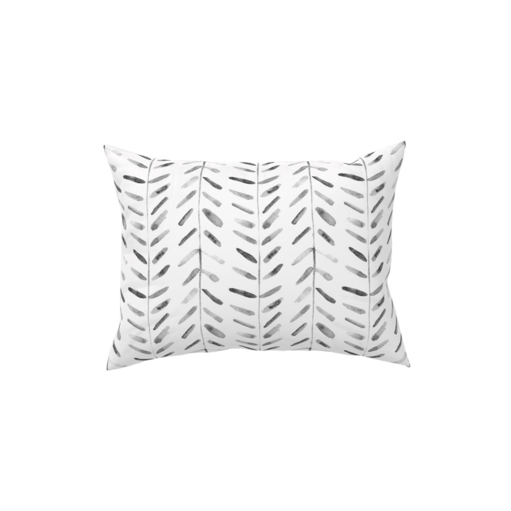 Noir Watercolor Abstract Geometrical Pattern for Modern Home Decor Bedding Nursery Painted Brush Strokes Herringbone Pillow, Woven, Black, 12x16, Single Sided, White