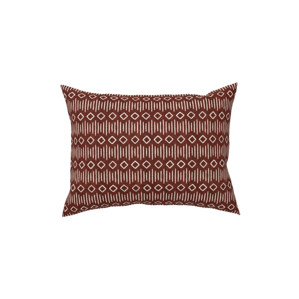 Diamond Fall Mud Cloth - Rust Pillow, Woven, Black, 12x16, Single Sided, Red