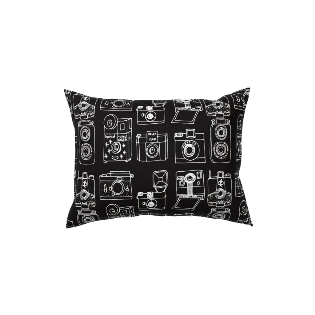 Vintage Cameras - Black and White Pillow, Woven, Black, 12x16, Single Sided, Black, Black