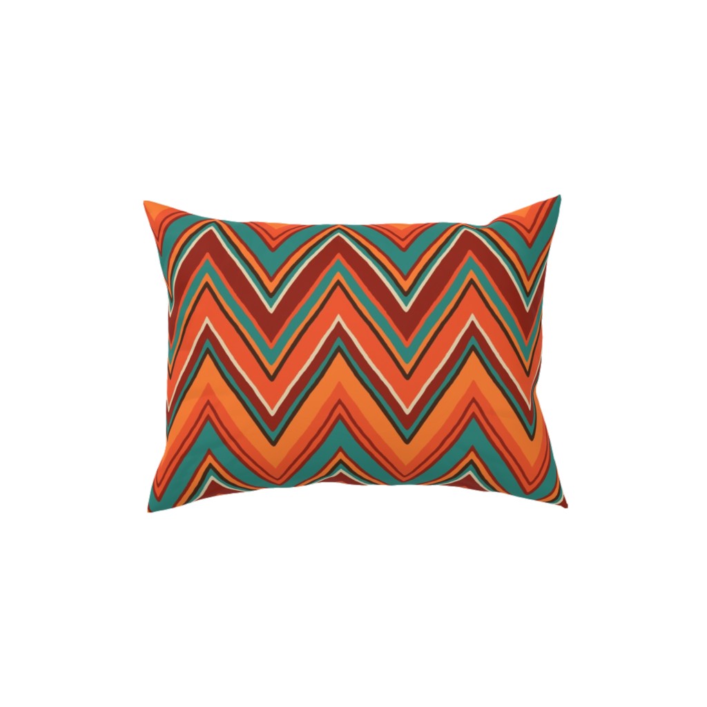 Chevron - Orange and Teal Pillow, Woven, Black, 12x16, Single Sided, Orange