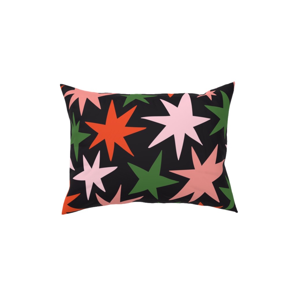 Christmas Stars - Multi Pillow, Woven, Black, 12x16, Single Sided, Multicolor