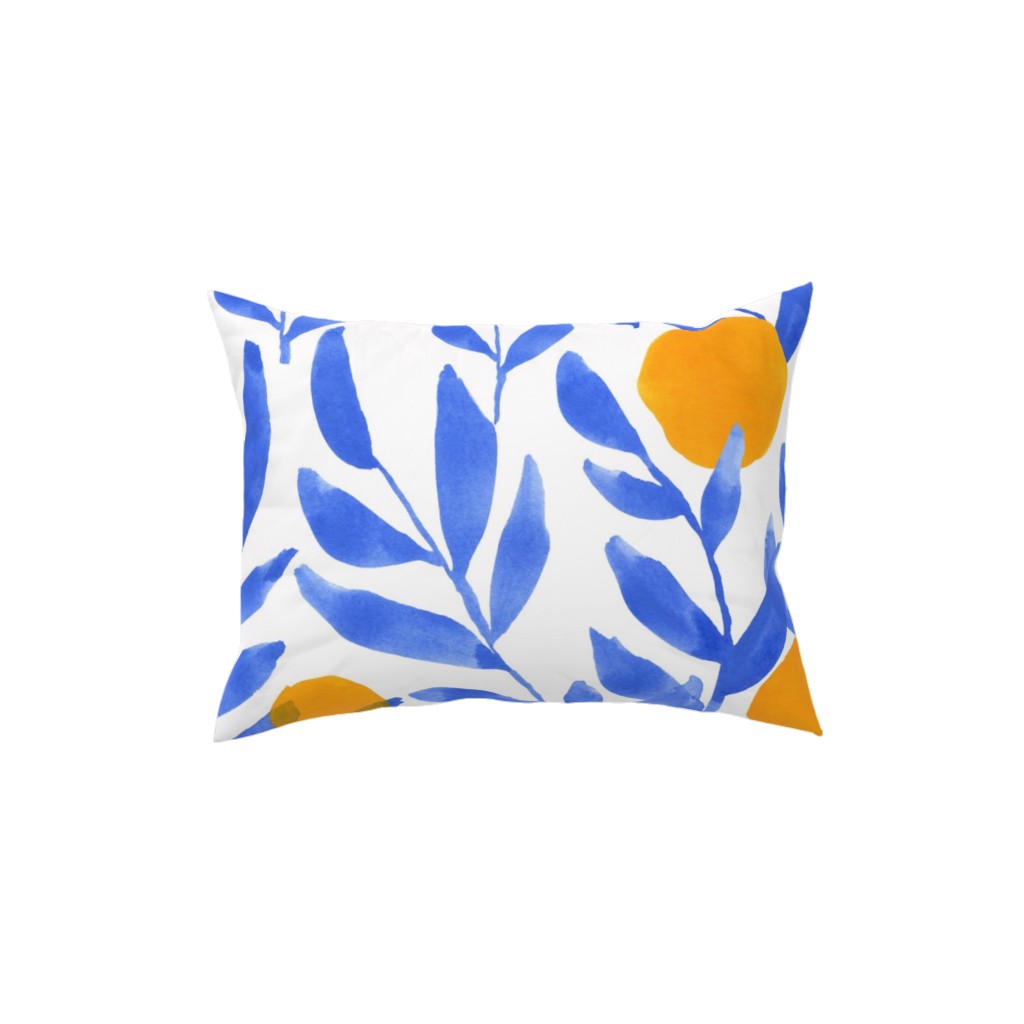 Modern Lemons Block - Blue and Orange Pillow, Woven, Black, 12x16, Single Sided, Blue, True Blue