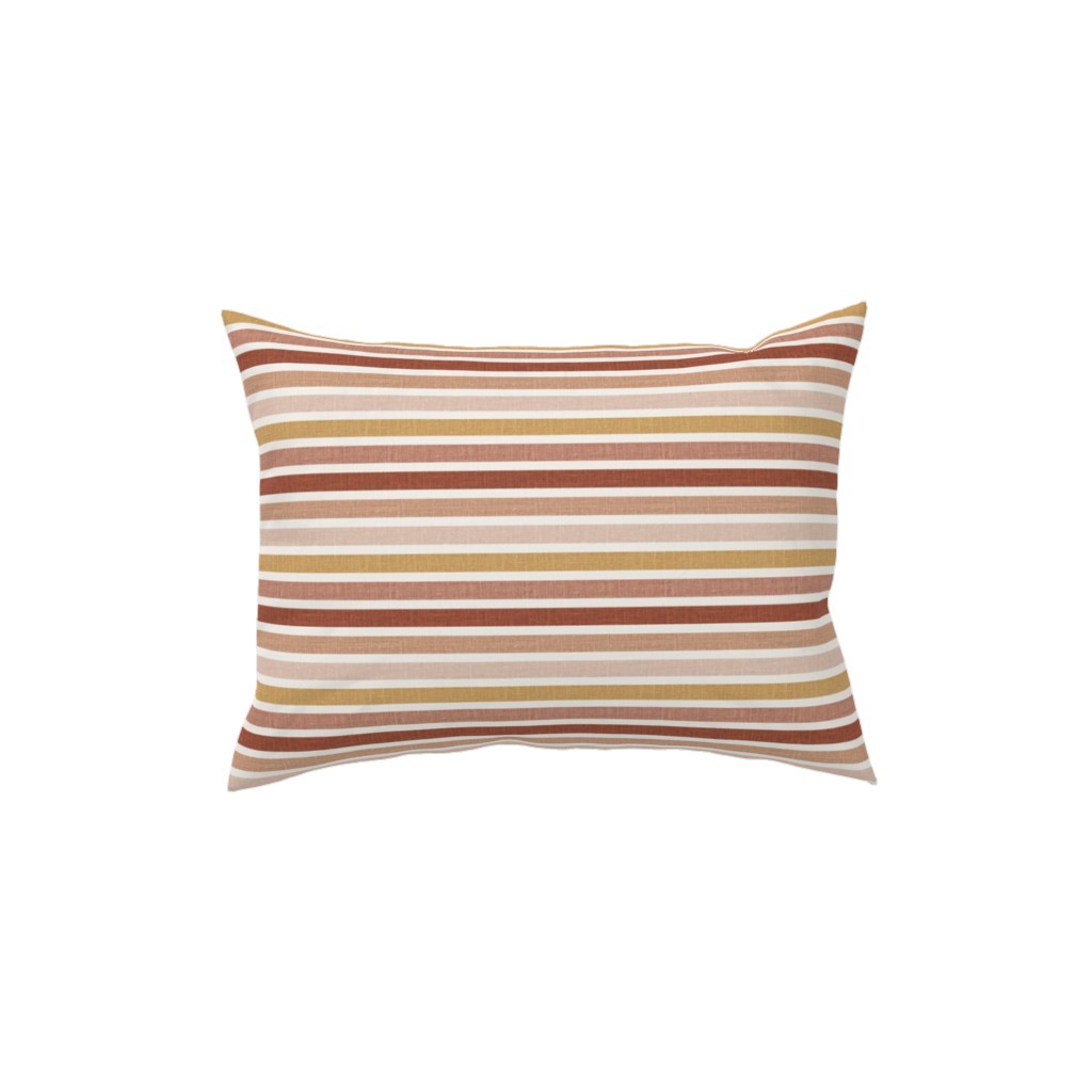Retro Stripes - Pink on Faux Linen Pillow, Woven, Black, 12x16, Single Sided, Pink