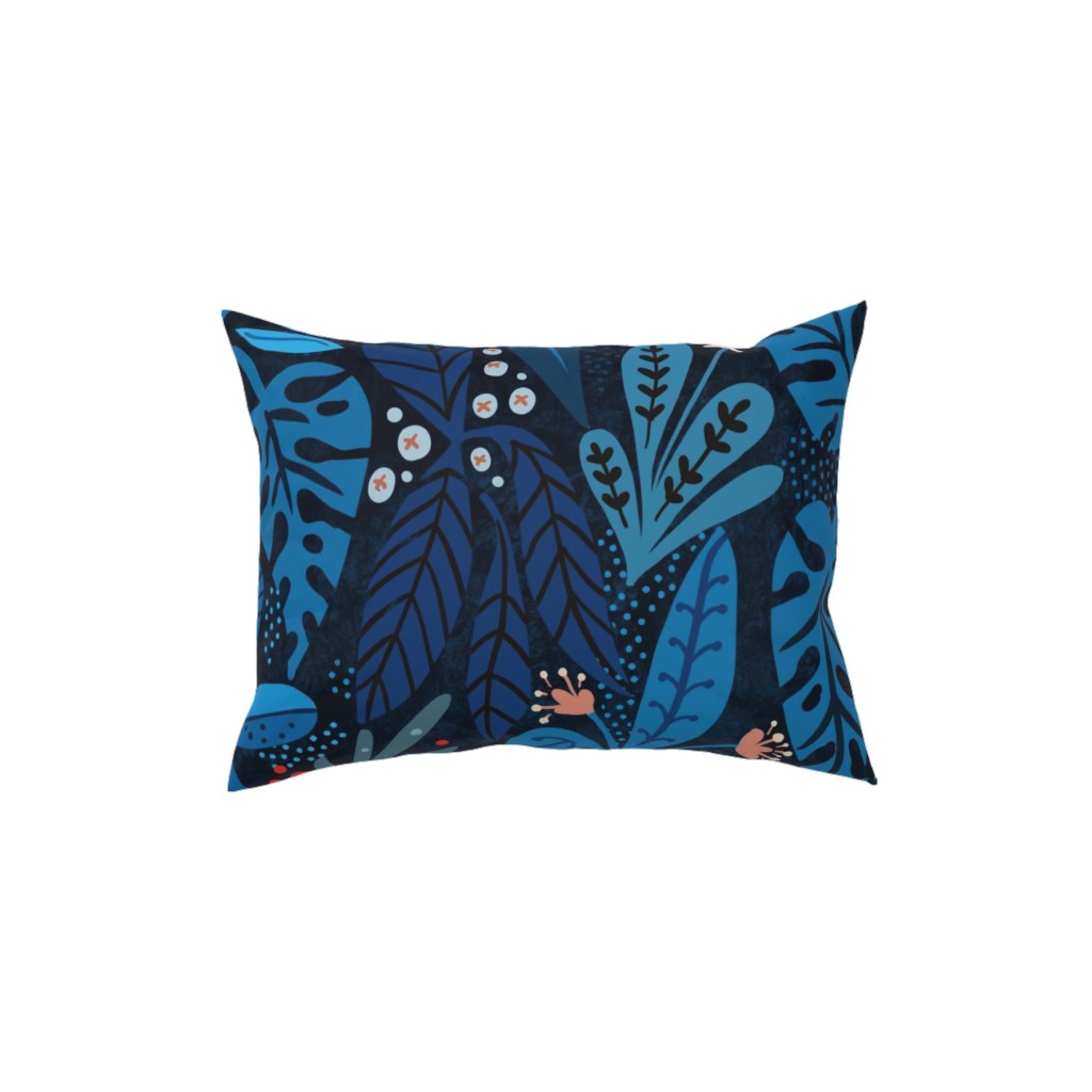 Jungle Nights Pillow, Woven, Black, 12x16, Single Sided, Blue, True Blue
