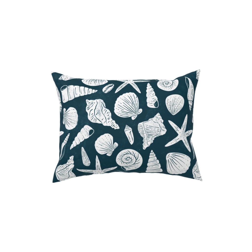 Textured Ocean Seashells - Dark Blue Pillow, Woven, Black, 12x16, Single Sided, Blue