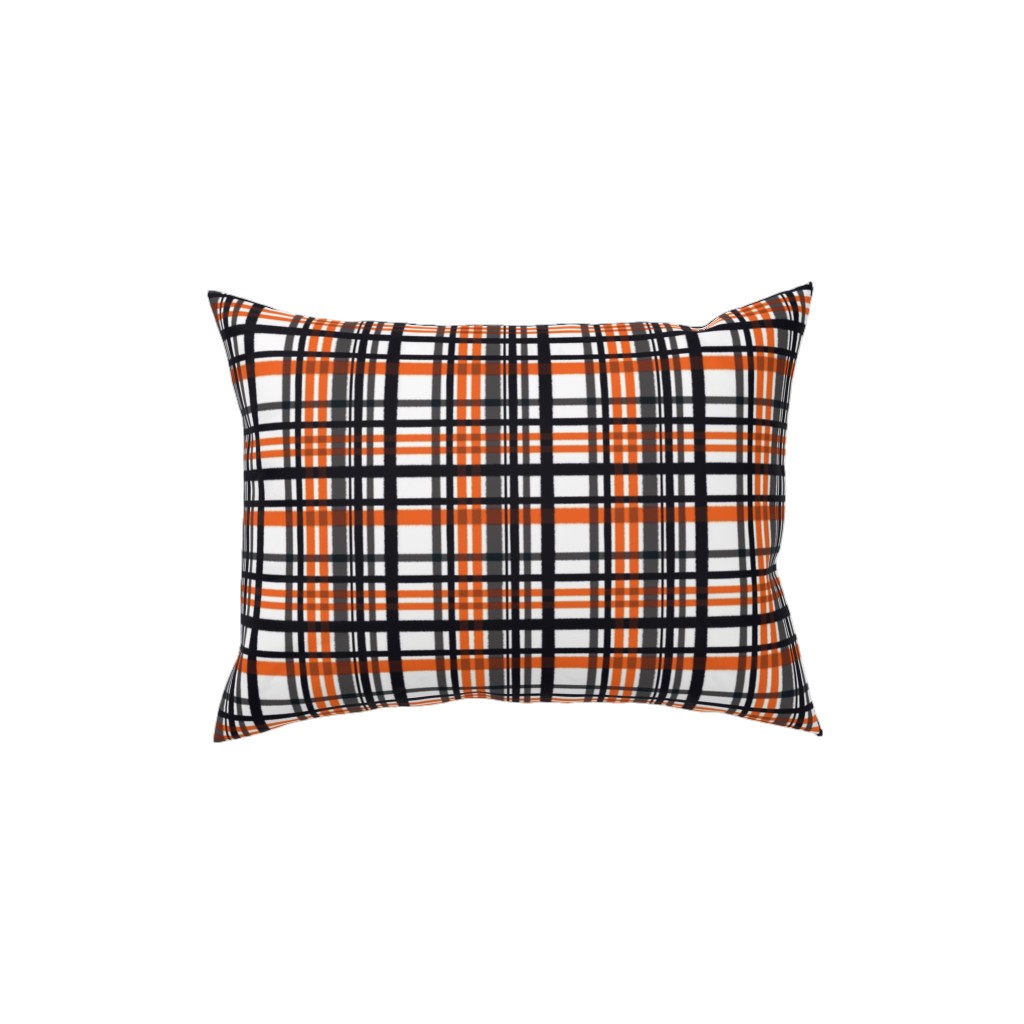 Intricate Plaid Pillow, Woven, Black, 12x16, Single Sided, Orange, Charcoal