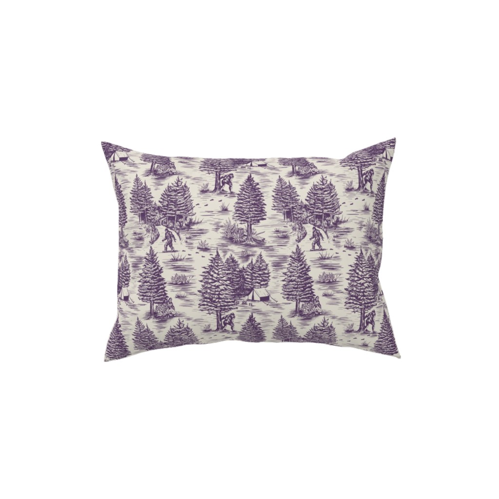 Bigfoot Sasquatch Toile De Jouy Pillow, Woven, Black, 12x16, Single Sided, Purple, Crystal Ball