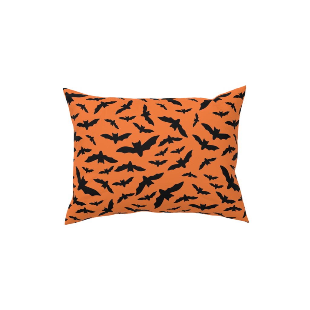 Black Bats Pillow, Woven, Black, 12x16, Single Sided, Orange, Pumpkin