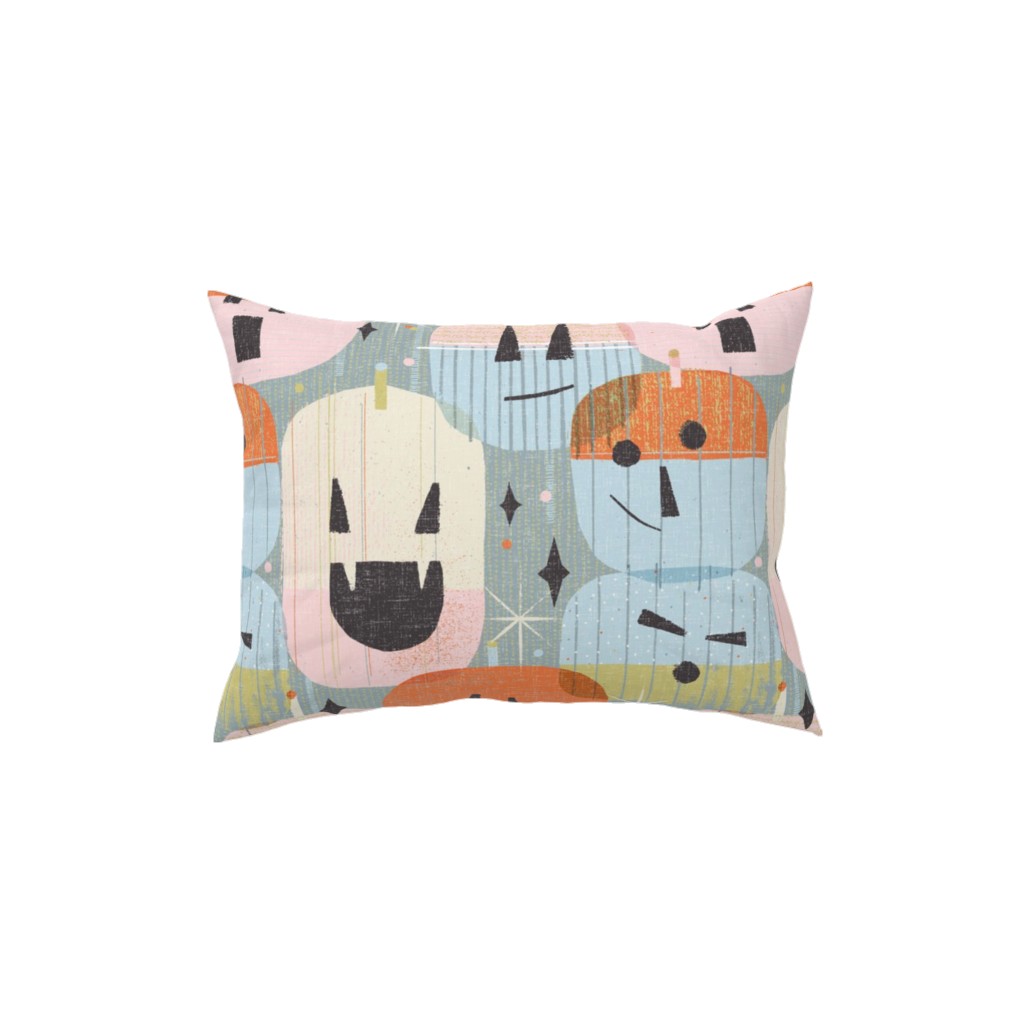 Retro Mod Jack-O-Lanterns -Multi Pillow, Woven, Black, 12x16, Single Sided, Multicolor