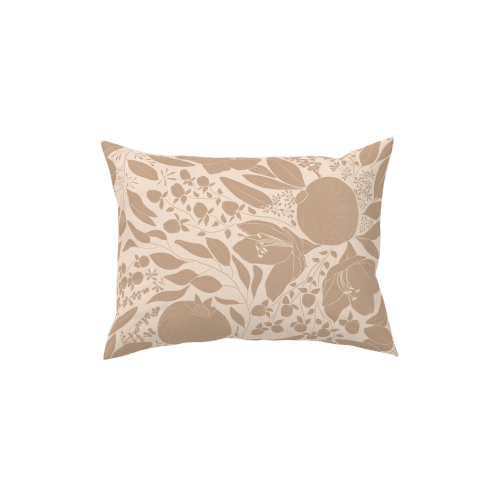 Winter Florals - Neutral Pillow, Woven, Black, 12x16, Single Sided, Beige