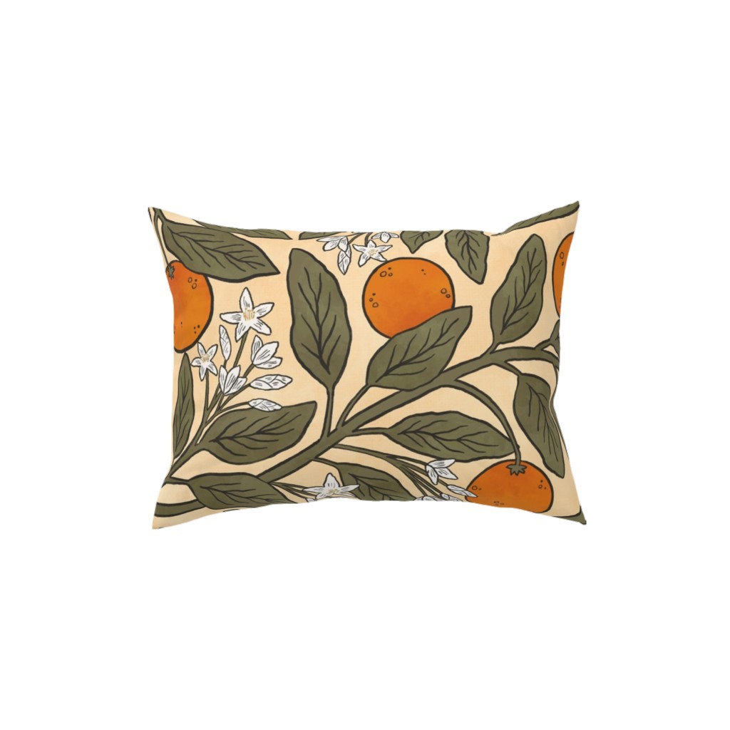 Art Nouveau Oranges Pillow, Woven, Black, 12x16, Single Sided, Multicolor