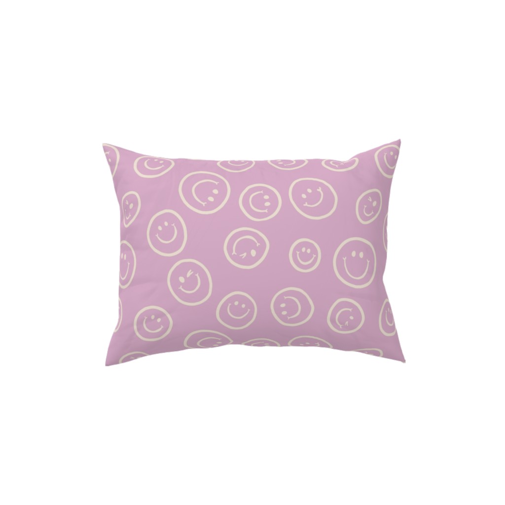 Smiley Winking Faces Pillow, Woven, Black, 12x16, Single Sided, Pink, Dusty Rose