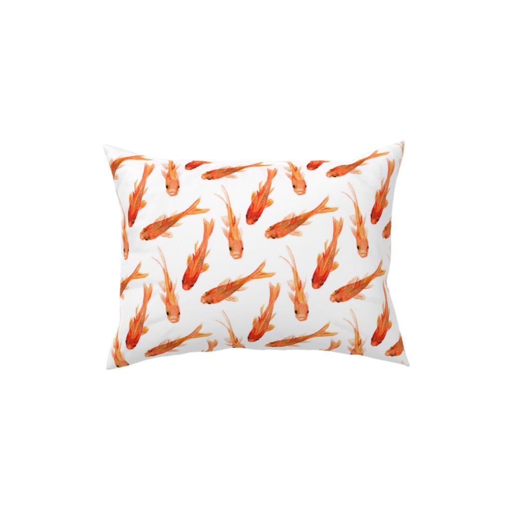 Goldfish Pillow, Woven, Black, 12x16, Single Sided, Orange