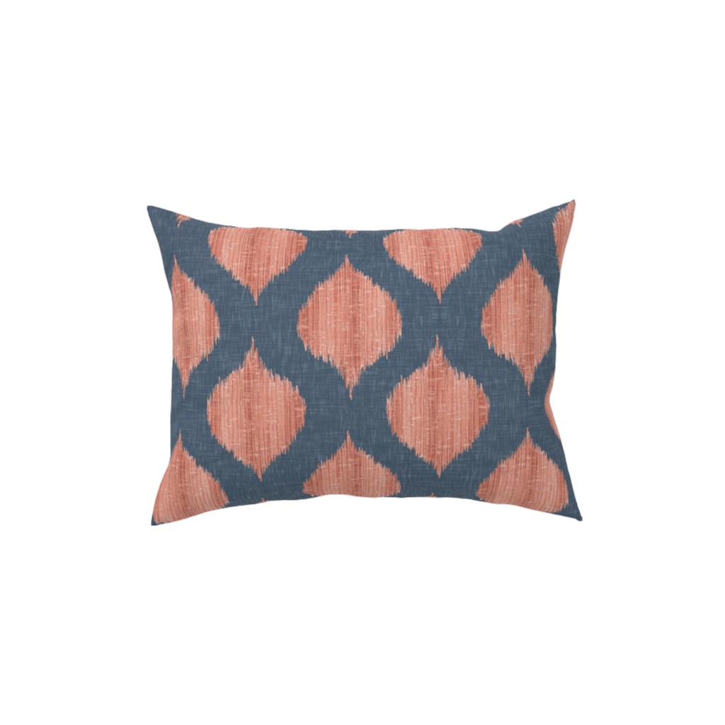 Lela Ikat - Navy and Coral Pillow, Woven, Black, 12x16, Single Sided, Blue, True Blue
