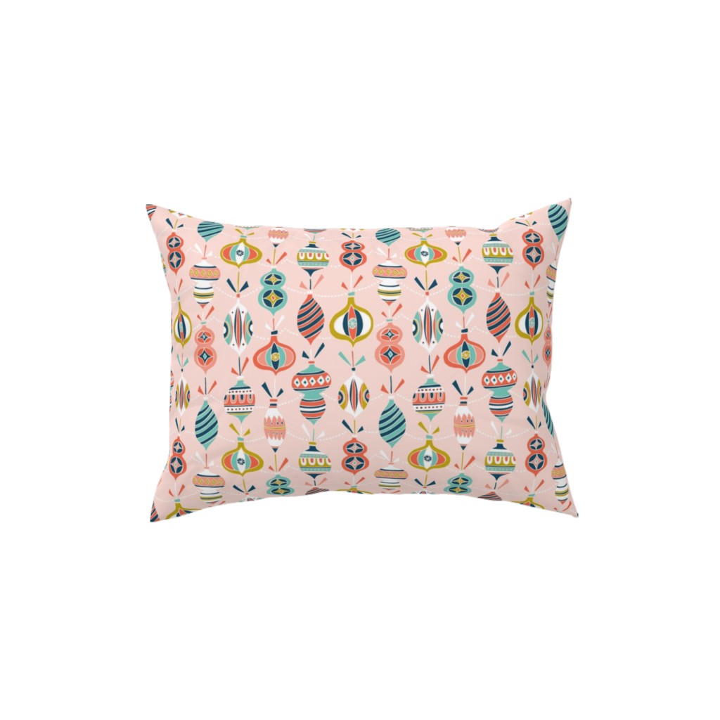 Decorated Christmas Ornaments - Pink Pillow, Woven, Black, 12x16, Single Sided, Multicolor