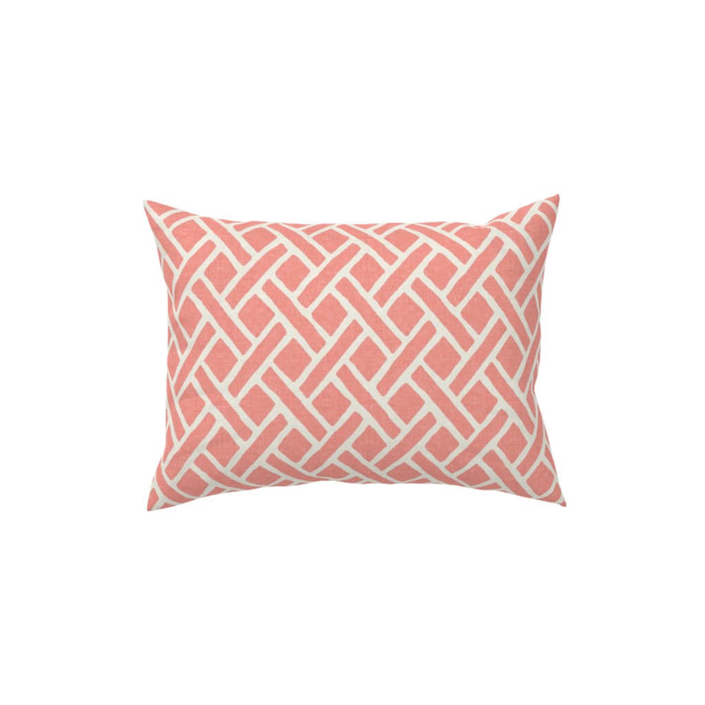 Lattice - Light Coral Pillow, Woven, Black, 12x16, Single Sided, Pink