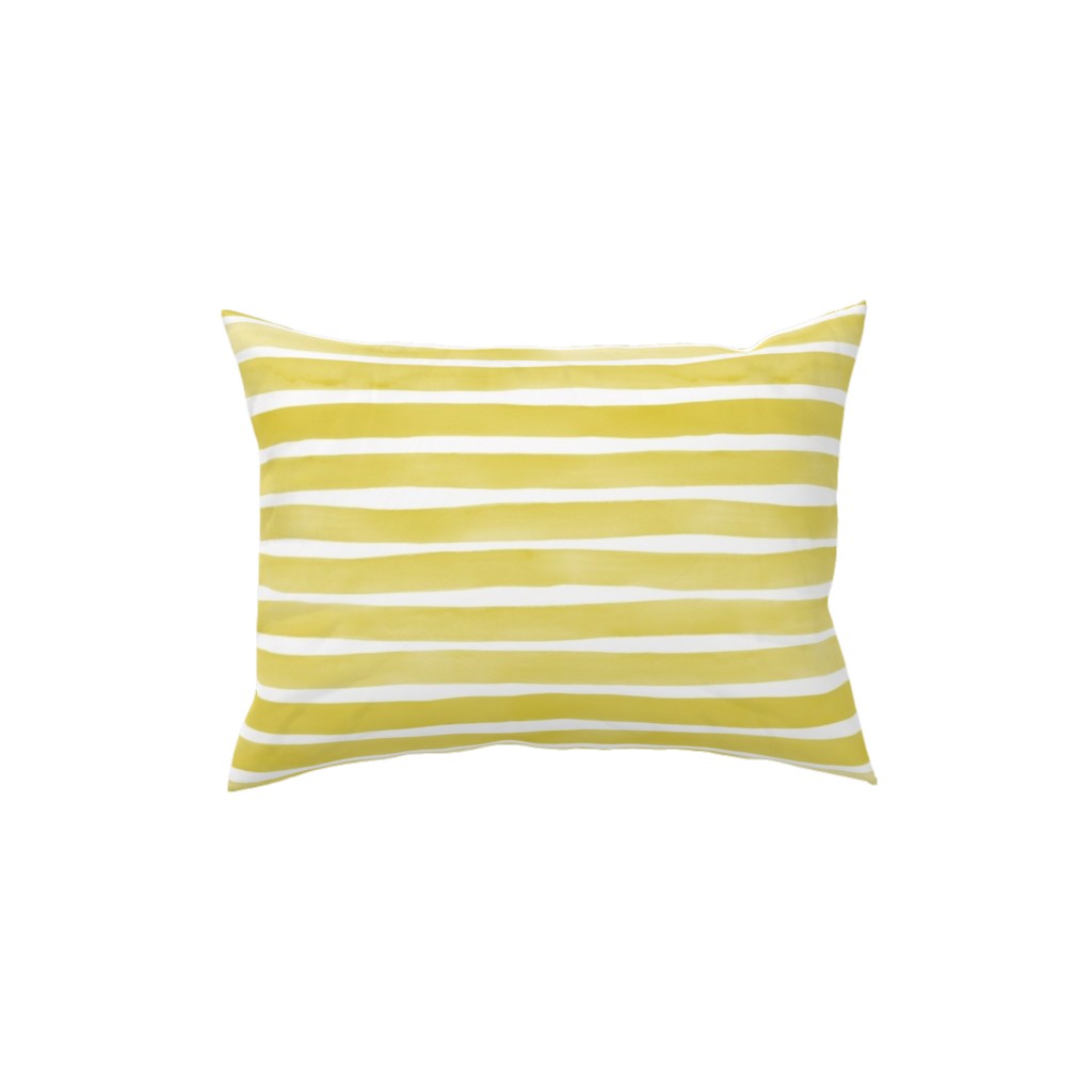 Imperfect Watercolor Stripes Pillow, Woven, Black, 12x16, Single Sided, Yellow