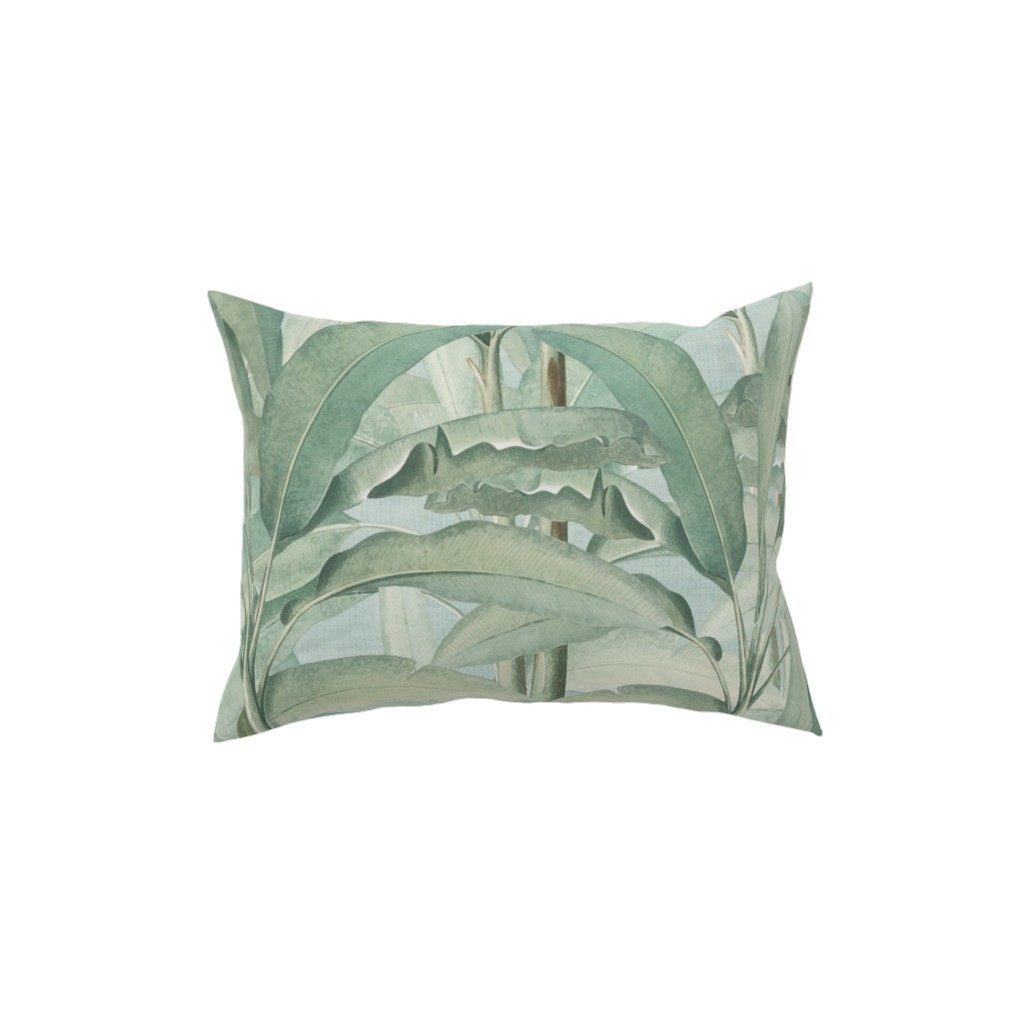 Lush Tropical Leaves Pillow, Woven, Black, 12x16, Single Sided, Green