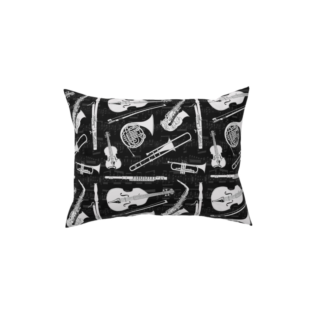 Musical Instruments Pillow, Woven, Black, 12x16, Single Sided, Black, Black