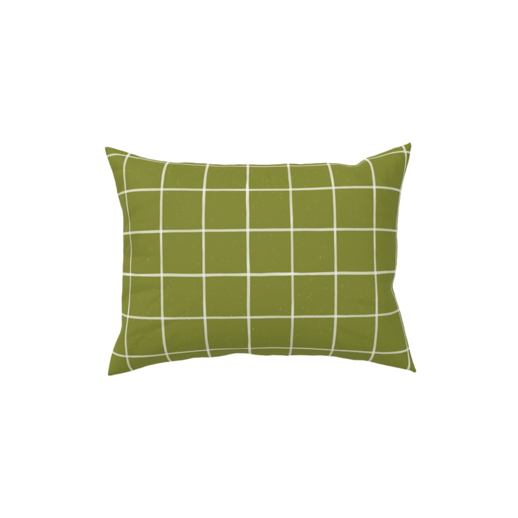 Watercolor Windowpane - Green Pillow, Woven, Black, 12x16, Single Sided, Green