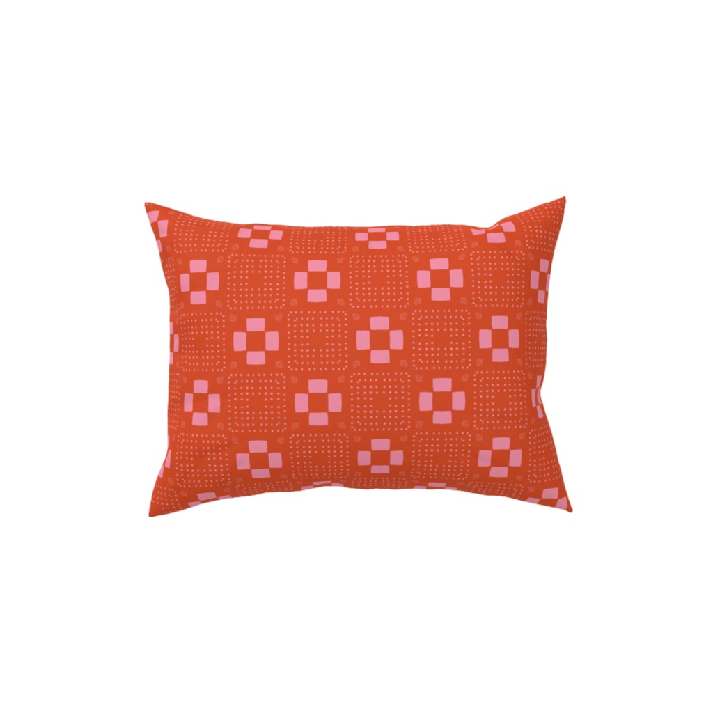Phlox Garden - Red and Pink Pillow, Woven, Black, 12x16, Single Sided, Red