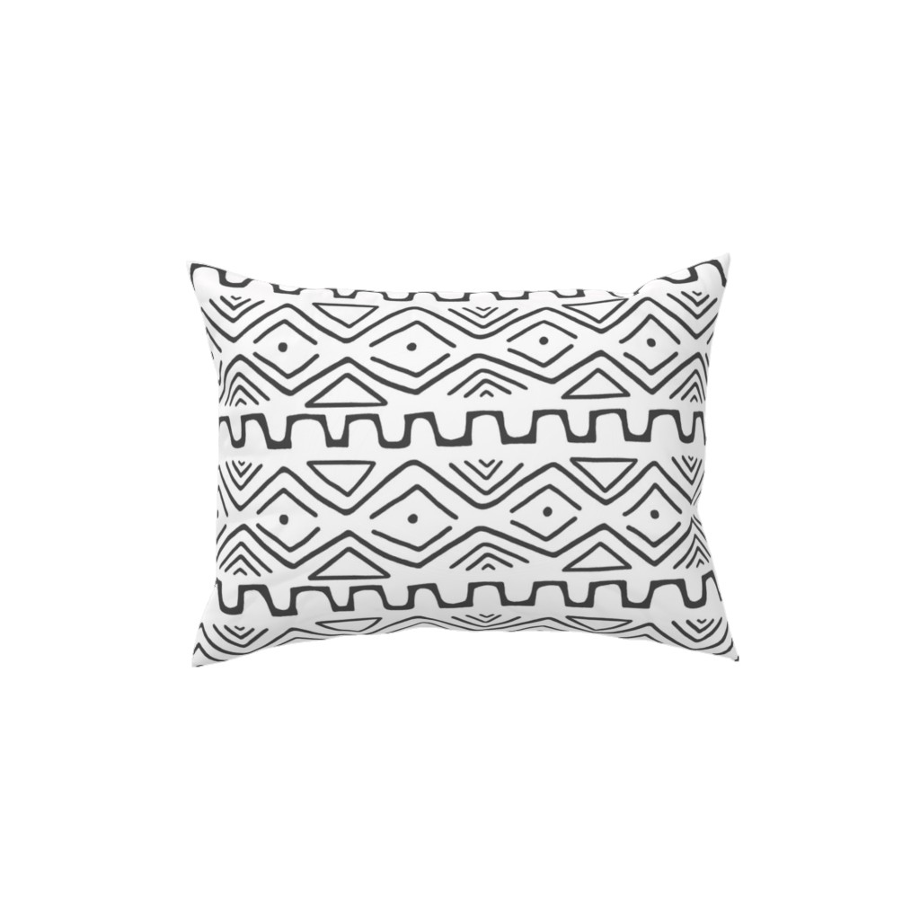 Mud Cloth - White Pillow, Woven, Black, 12x16, Single Sided, White