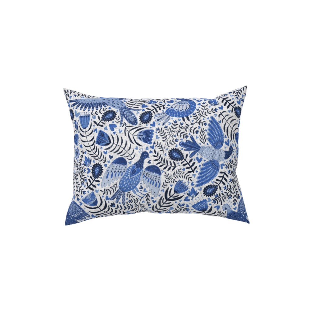 Scandinavian Birds - Indigo Blue Pillow, Woven, Black, 12x16, Single Sided, Blue, True Blue