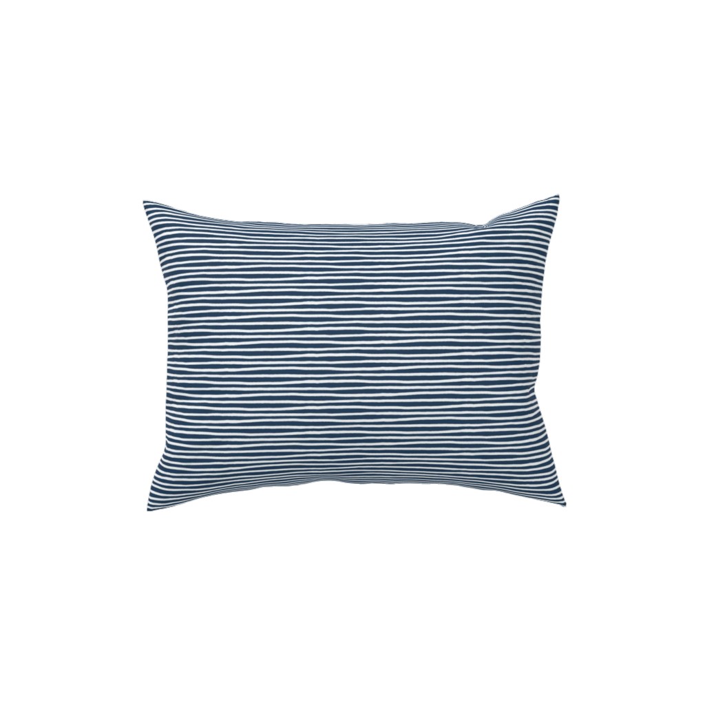 Navy Blue and White Stripes Pillow, Woven, Black, 12x16, Single Sided, Blue
