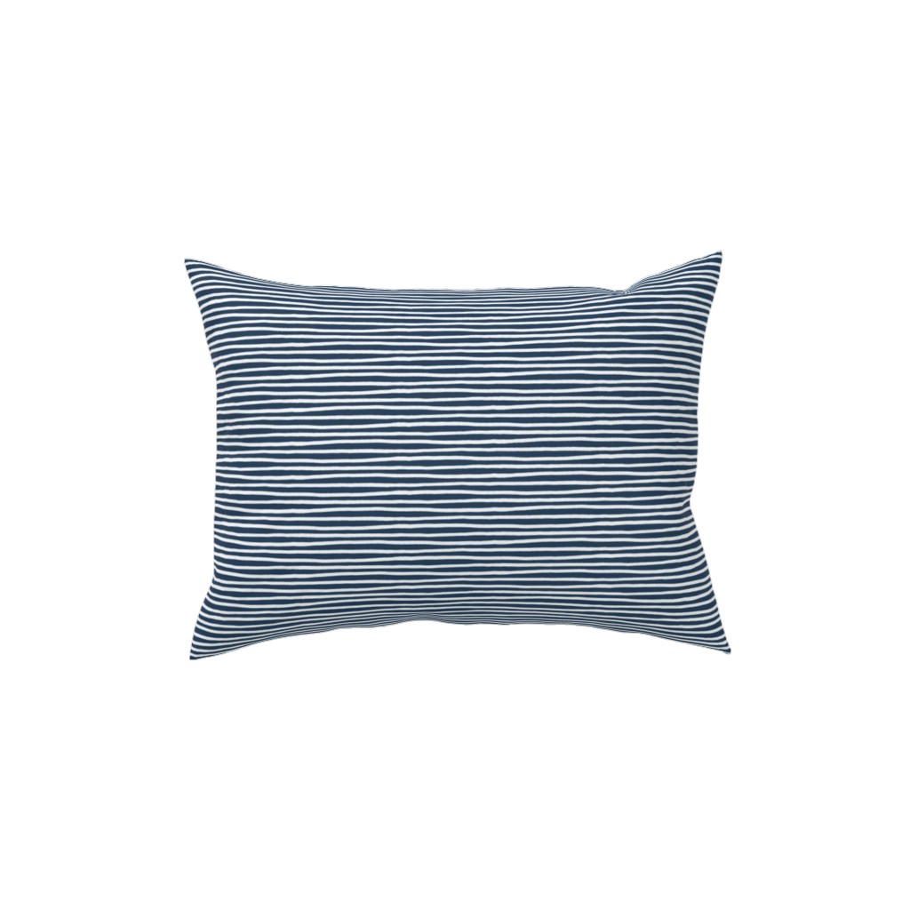 Navy Blue and White Stripes Pillow, Woven, Black, 12x16, Single Sided, Blue, True Blue