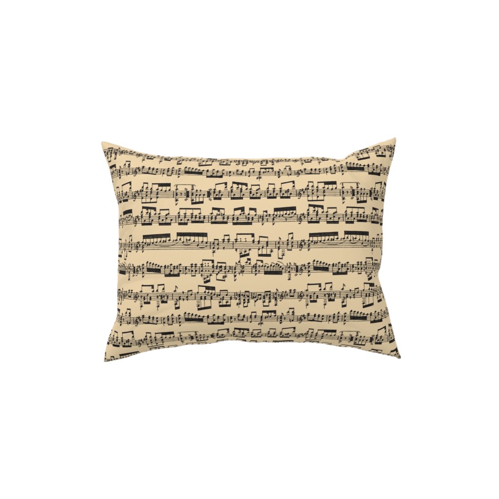 Sheet Music Pillow, Woven, Black, 12x16, Single Sided, Yellow