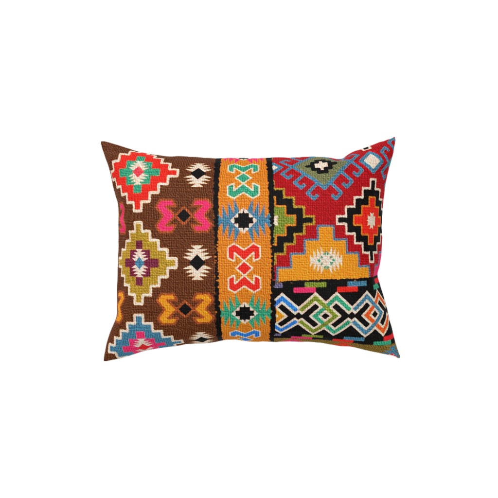 Kilim - Brown Pillow, Woven, Black, 12x16, Single Sided, Multicolor