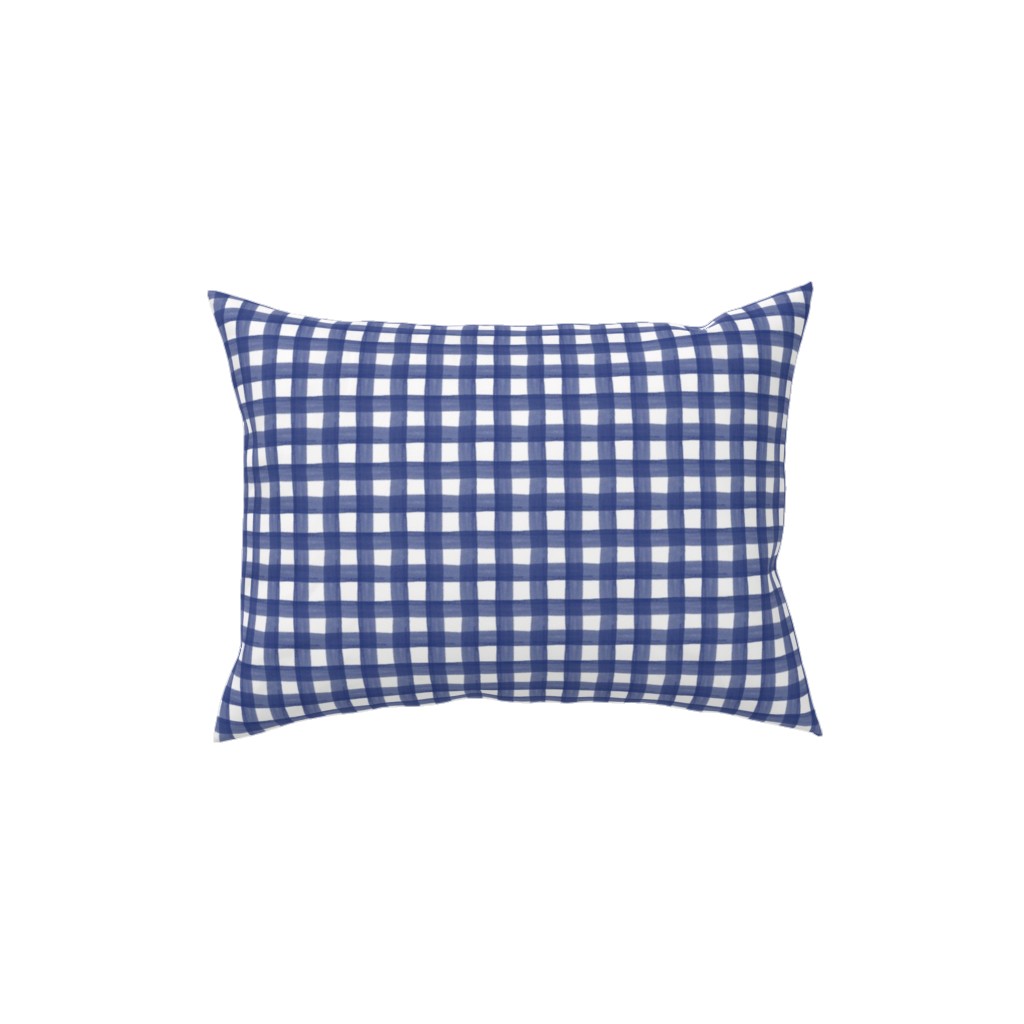 Watercolor Gingham - Navy Blue Pillow, Woven, Black, 12x16, Single Sided, Blue, True Blue