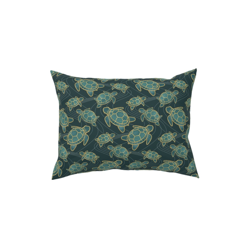 Turtles - Green Pillow, Woven, Black, 12x16, Single Sided, Green