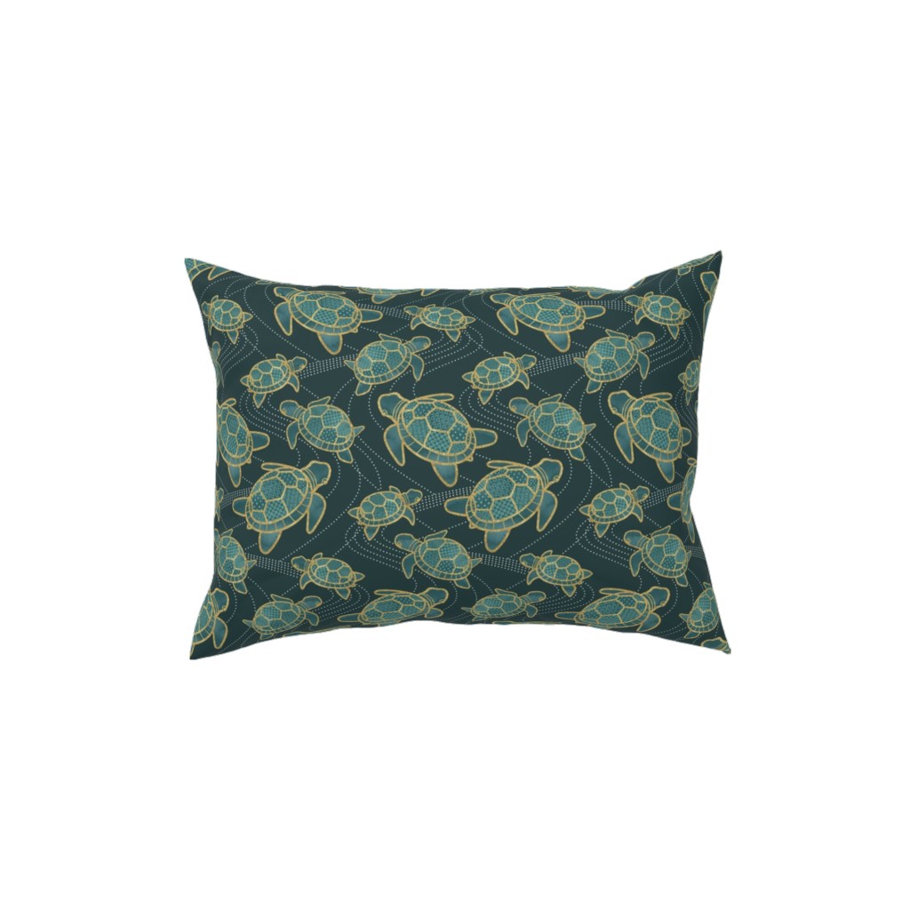 Turtles - Green Pillow, Woven, Black, 12x16, Single Sided, Green, Classic Green
