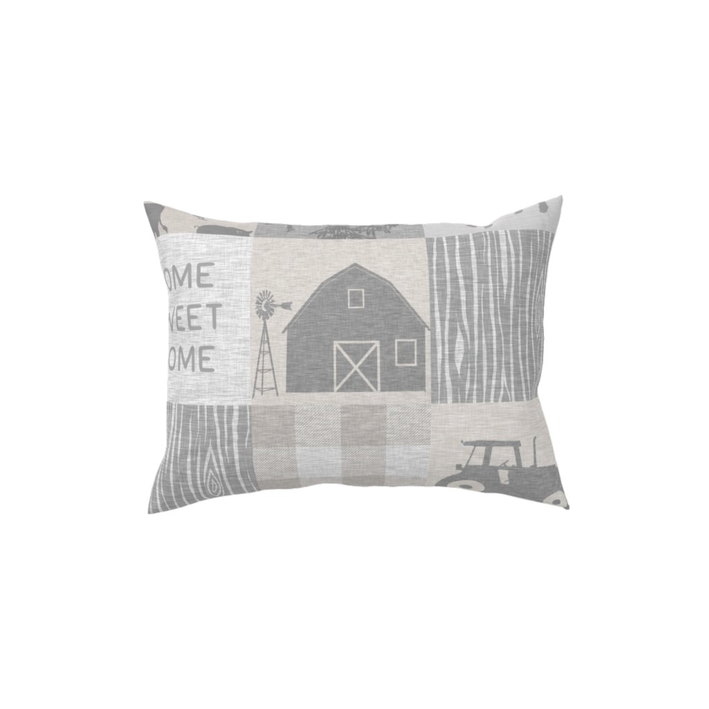 Home Sweet Home Farm - Grey and Cream Pillow, Woven, Black, 12x16, Single Sided, Gray, Gray