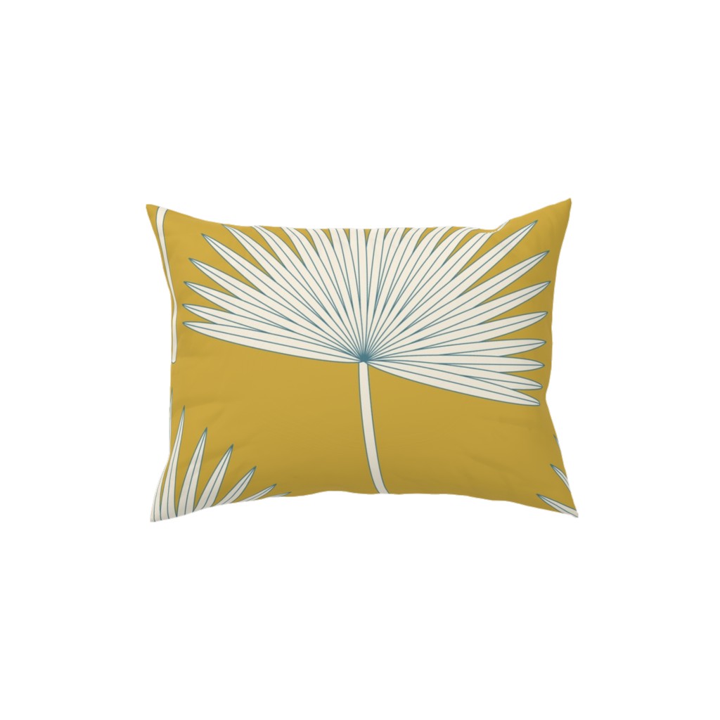 Boho Sunshine Palm Leaves Pillow, Woven, Black, 12x16, Single Sided, Yellow, Marigold