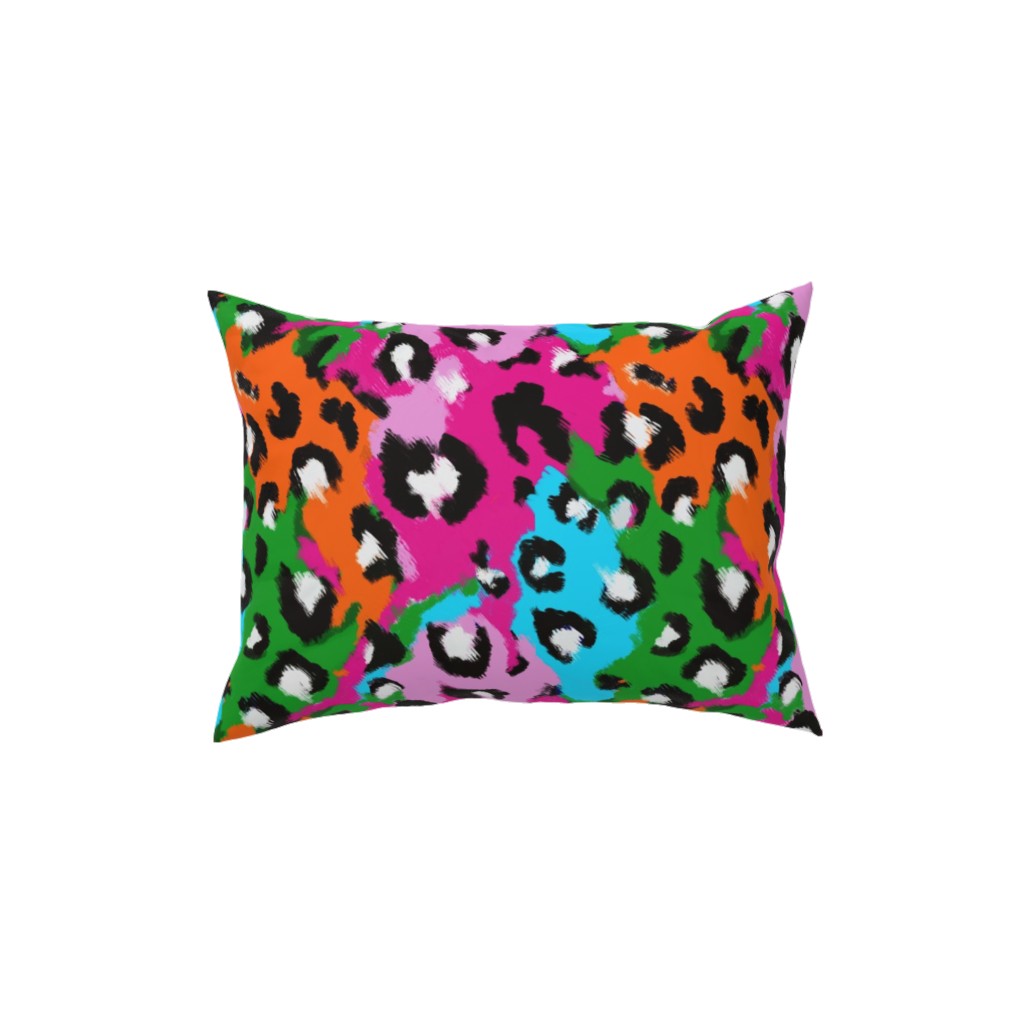 Leopard Print - Bright Pillow, Woven, Black, 12x16, Single Sided, Multicolor
