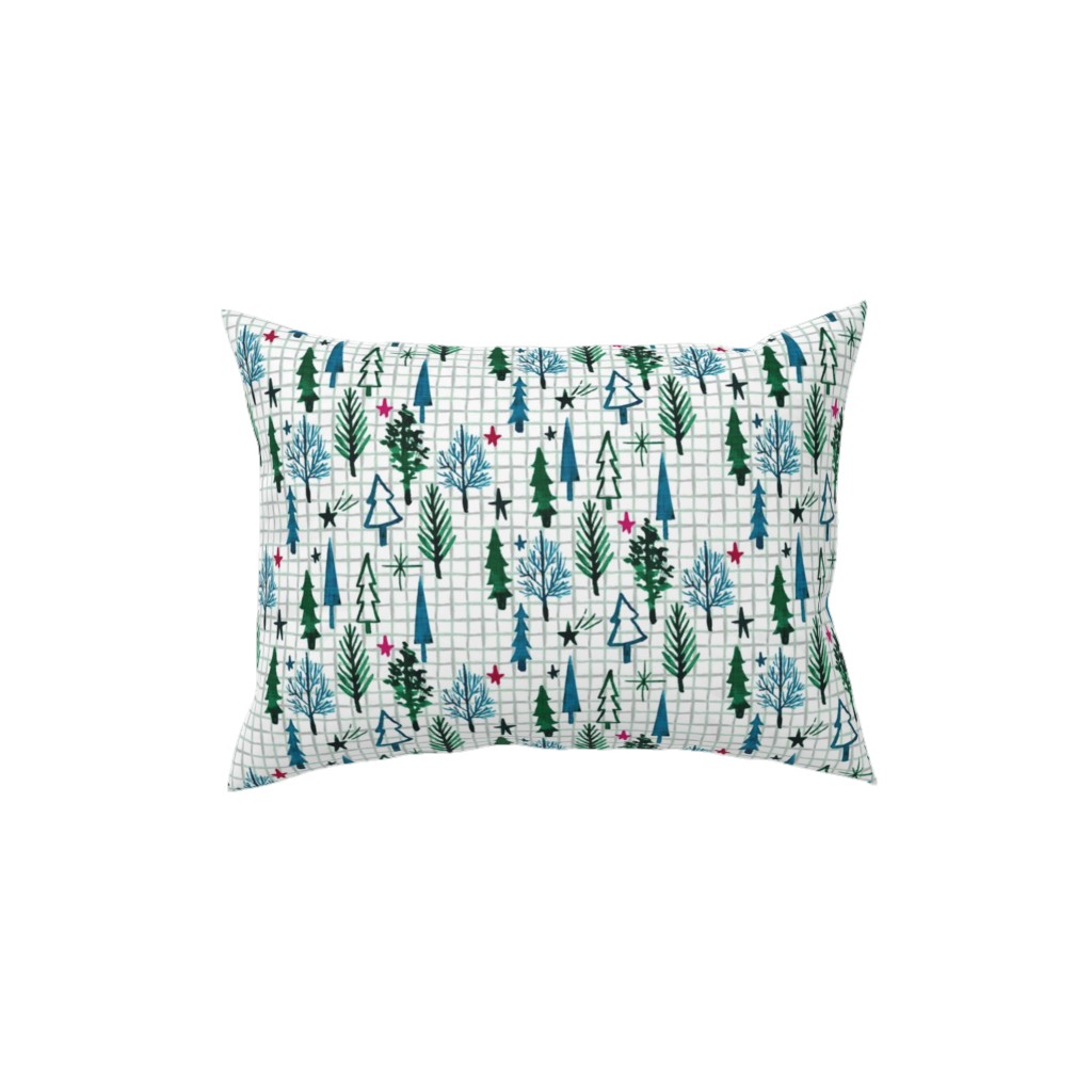 Noel Collection - Winterscape Pillow, Woven, Black, 12x16, Single Sided, Green, Classic Green