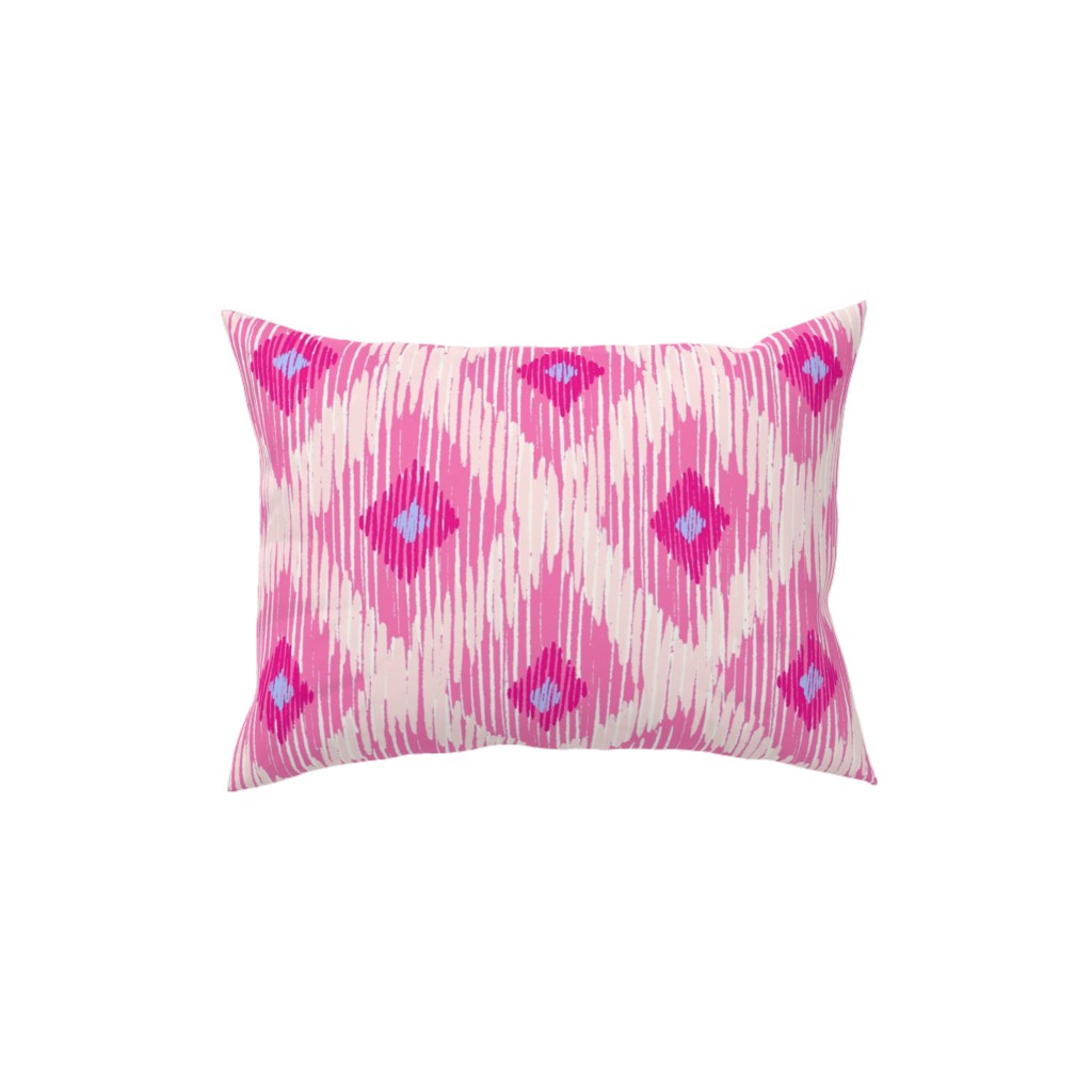 Ikat - Pink With Blue Pillow, Woven, Black, 12x16, Single Sided, Pink