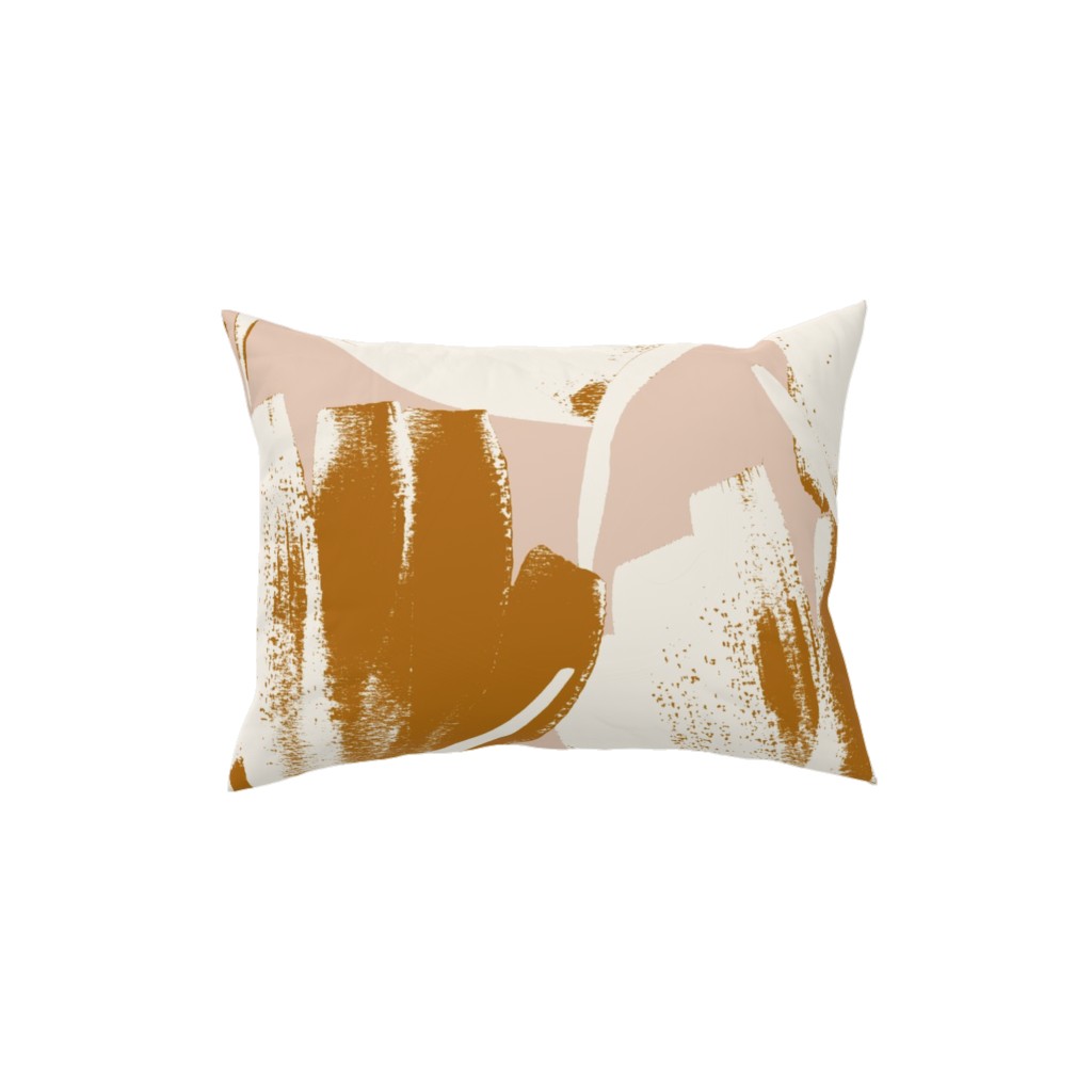 Flowers - Mustard Pillow, Woven, Black, 12x16, Single Sided, Pink, Bright Pink