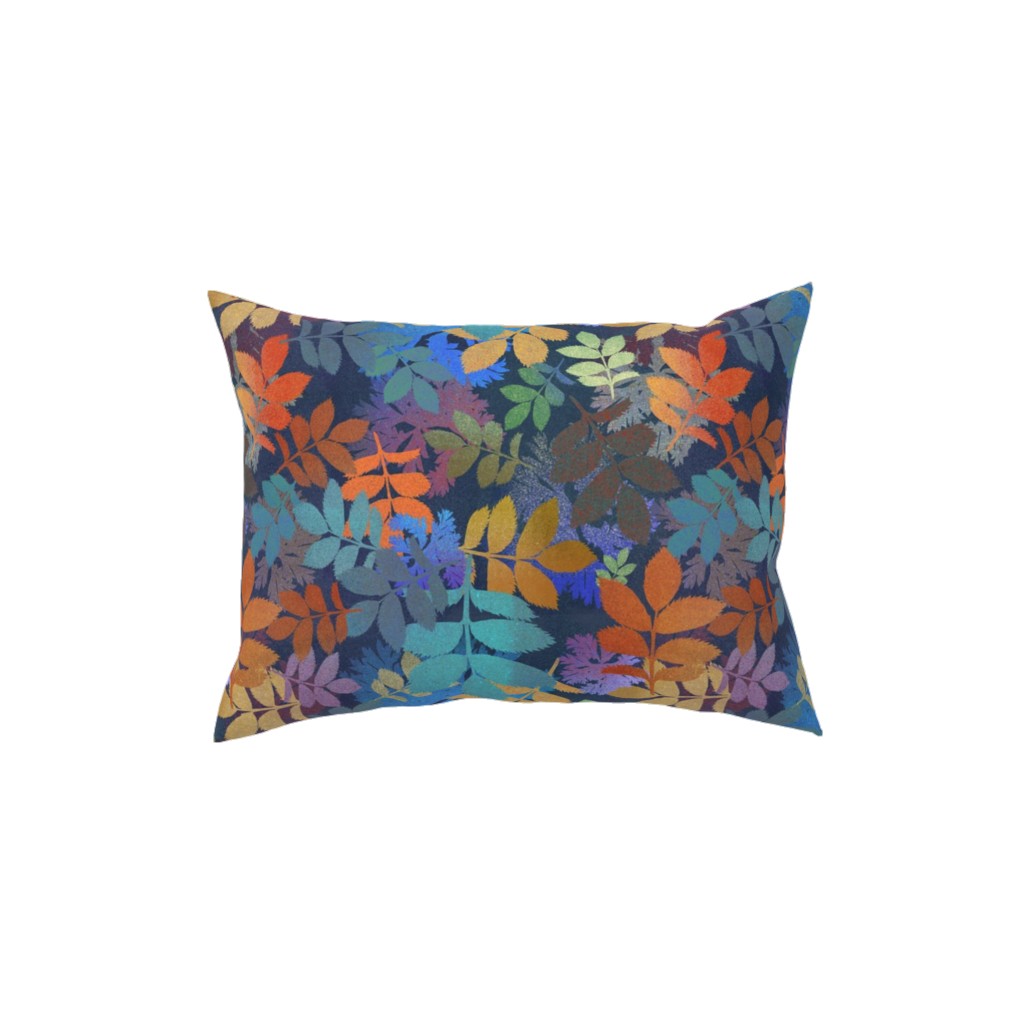 Leaves Falling - Multi Pillow, Woven, Black, 12x16, Single Sided, Multicolor