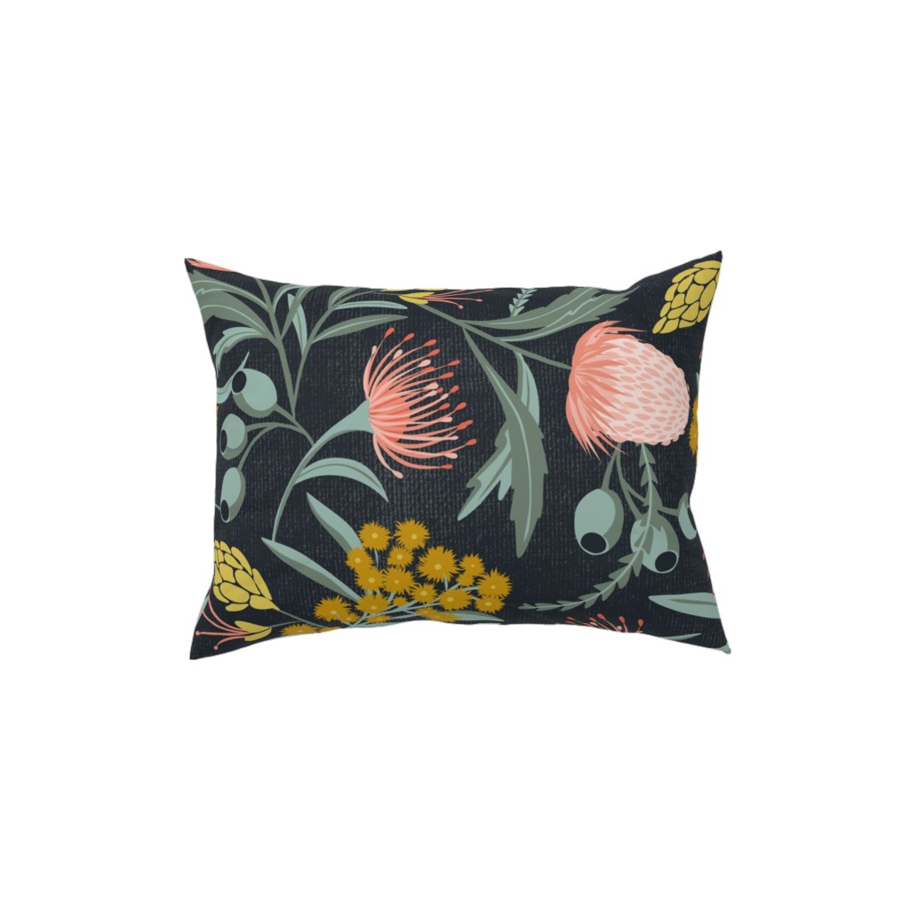 Flora Australis Botanical - Dark Pillow, Woven, Black, 12x16, Single Sided, Multicolor