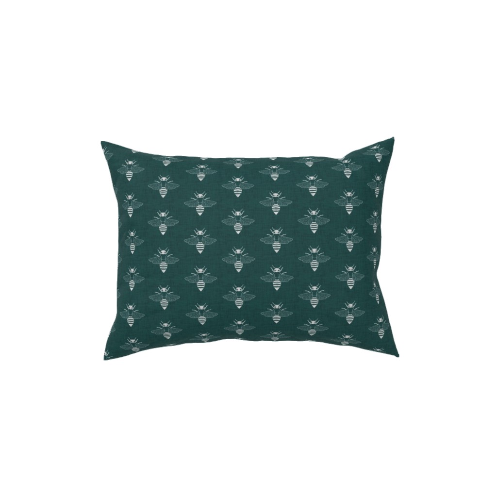 Bees in Flight - Green Pillow, Woven, Black, 12x16, Single Sided, Green