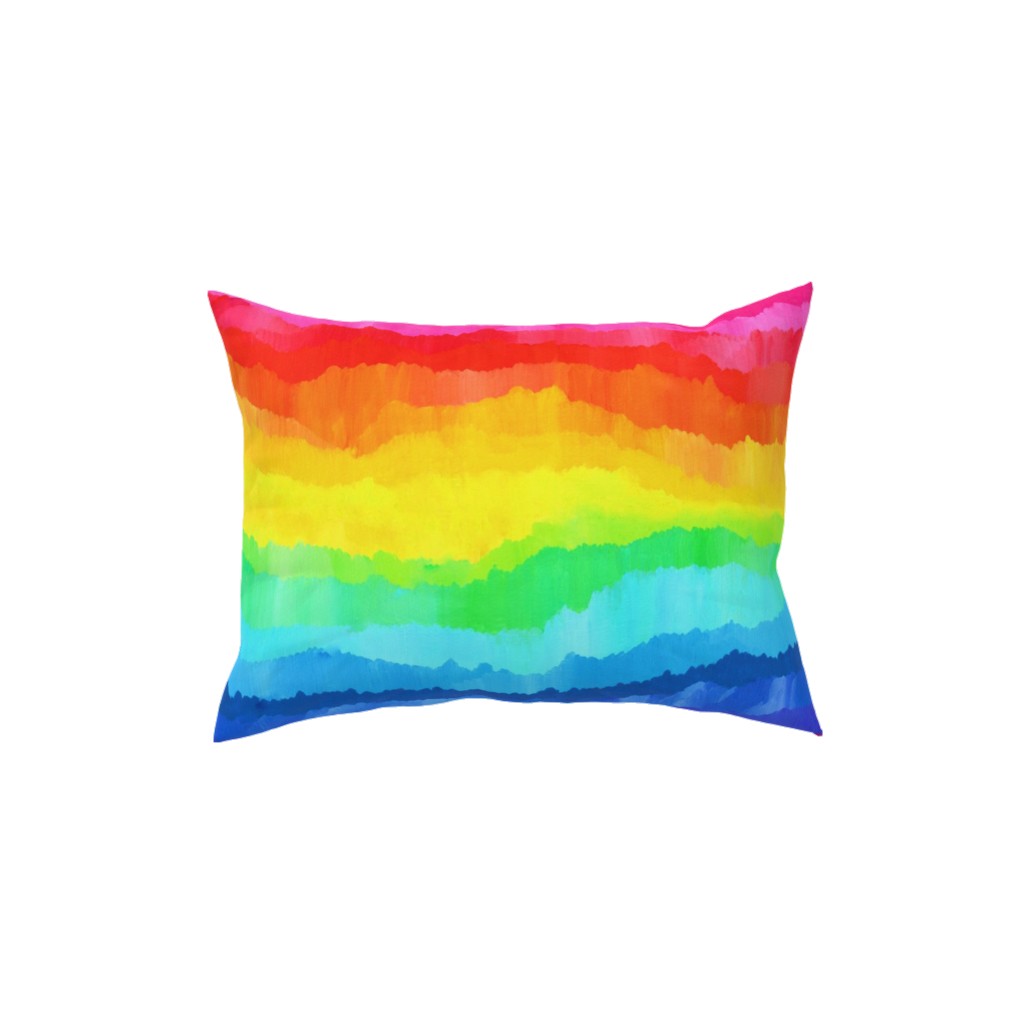 Rainbow Acrylic Waves Pillow, Woven, Black, 12x16, Single Sided, Multicolor