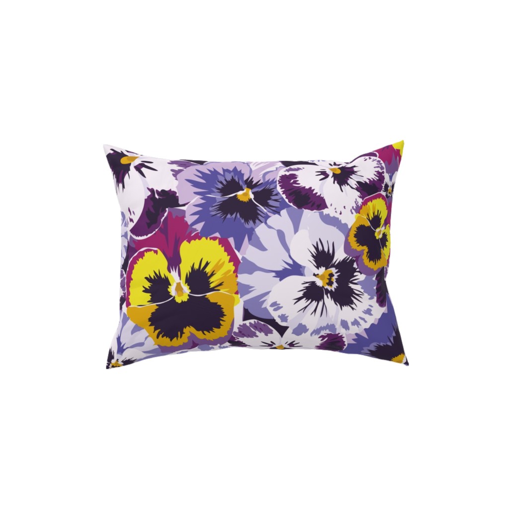 Pansy By Numbers - Purple Pillow, Woven, Black, 12x16, Single Sided, Purple